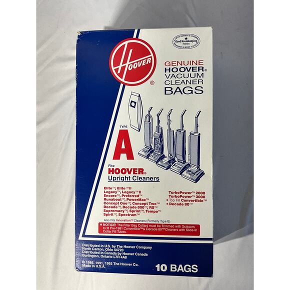NOS ~ 8 ~ Genuine Hoover Vacuum Cleaner Bags Type A & Innovation formerly Type B - Picture 1 of 5
